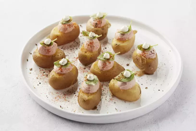 Krielaardappel met Breydelhammousse en zure room